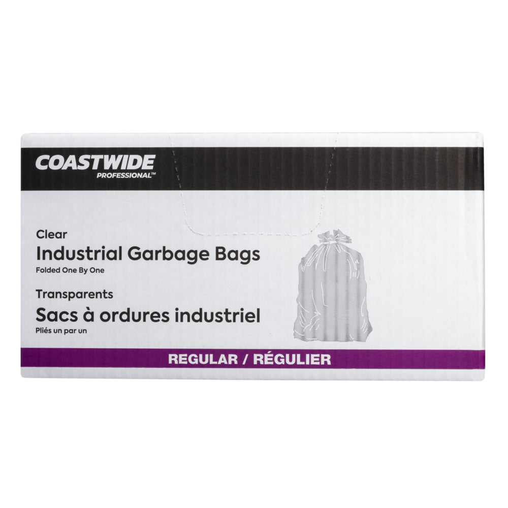 Sacs poubelle professionnels Coastwide - Standard - 35" l x 50" L - Transparent - Paquet de 200