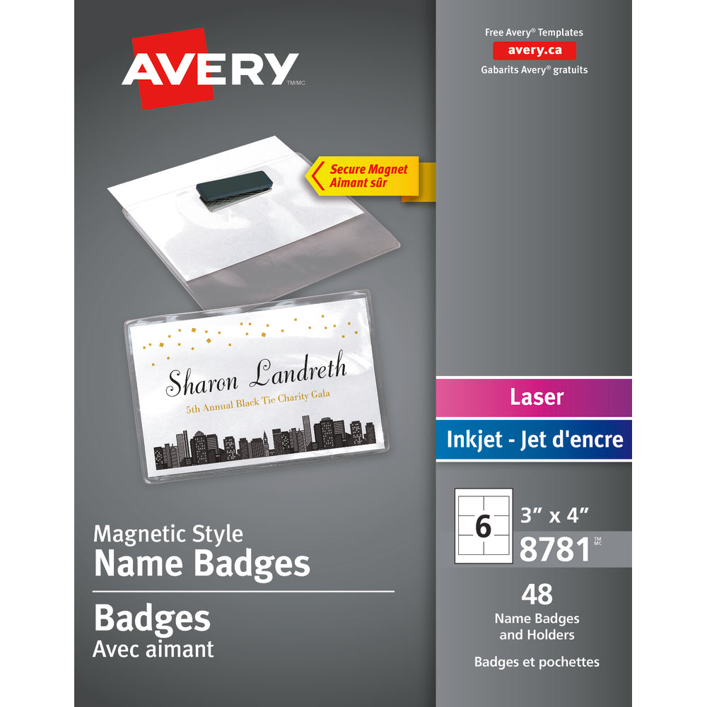 Avery Premium Name Badges - Magnetic - 48 Pack