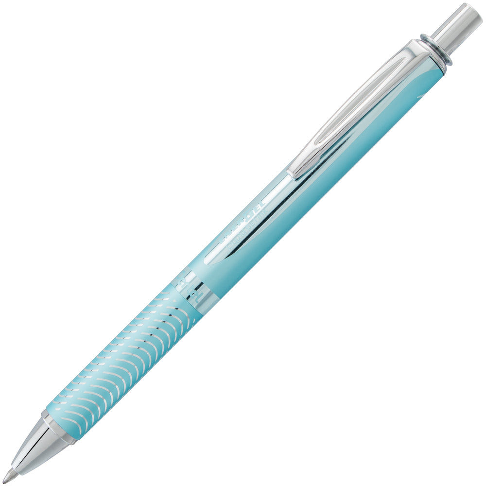 Pentel EnerGel Alloy Retractable Pen - Medium Point - 0.7mm - Blue Barrel - Black Ink