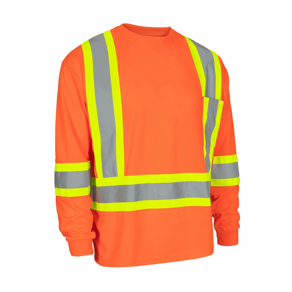 Forcefield Hi Vis Long Sleeve Safety Tee Shirt - 3XL - Orange