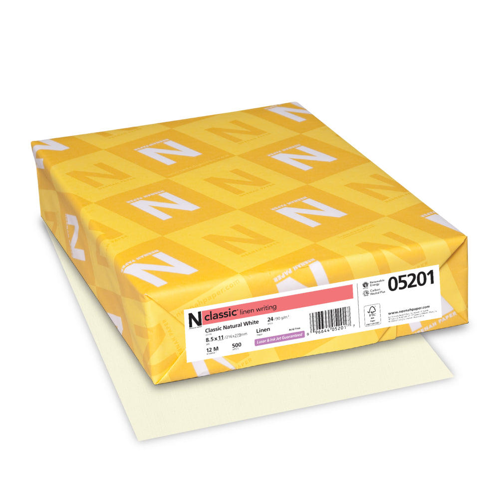 Spicers Classic Linen Writing Paper - 8.5" x 11" - 24 lb - Classic Natural White - FSC - 500/Pack