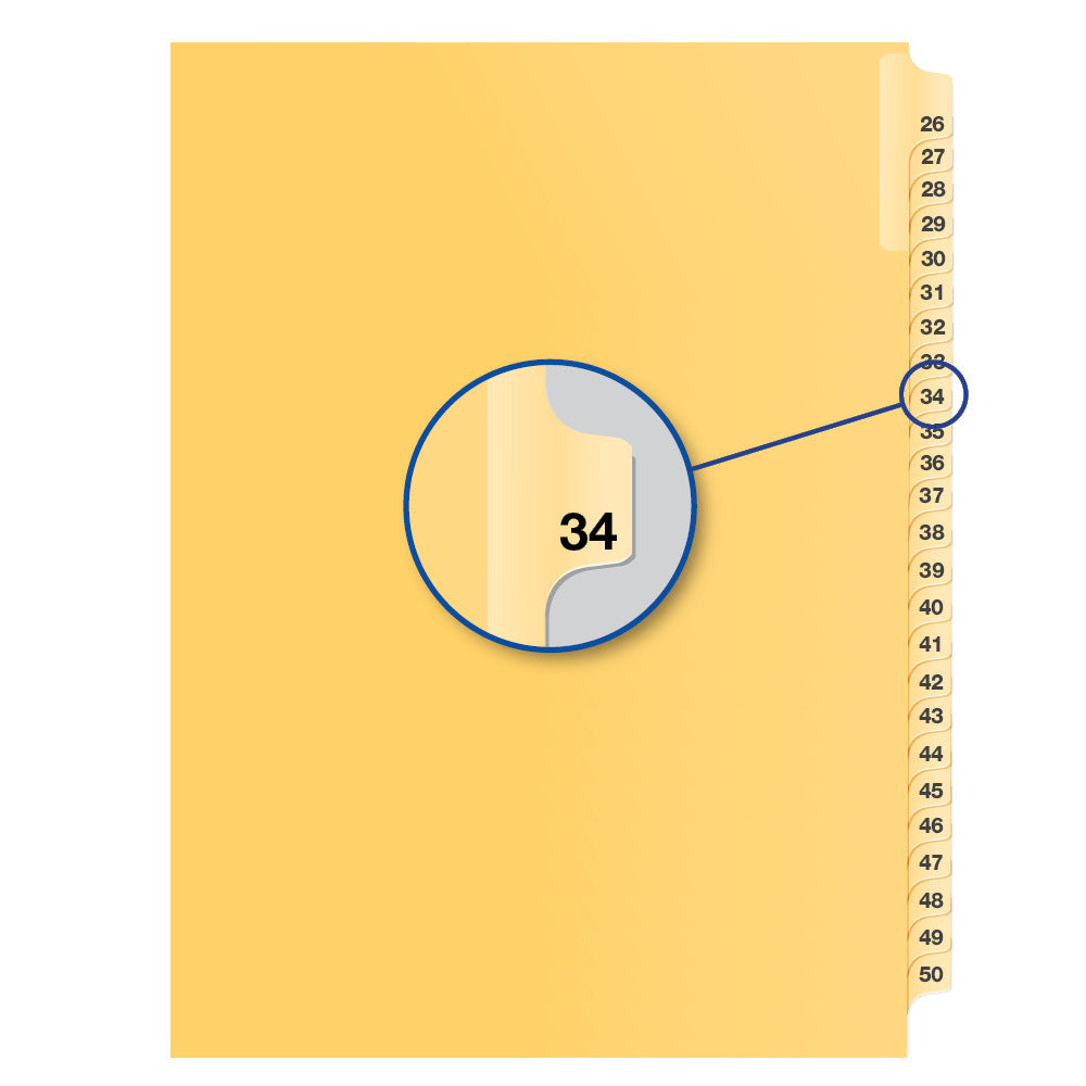 Legal Exhibit Dividers Buff #34 Letter Size, Pack of 25