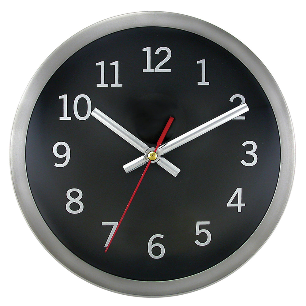 Timekeeper 9" Brushed Metal Round Wall Clock - Silver/Black