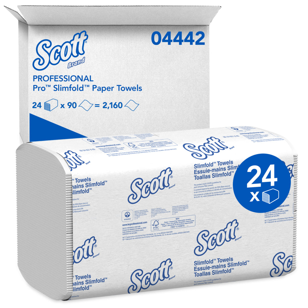 Scott Pro Slimfold Paper Towels - with Fast-Drying Absorbency Pockets - for compatible Kimberly-Clark Professional Dispensers - White - 24 Pack