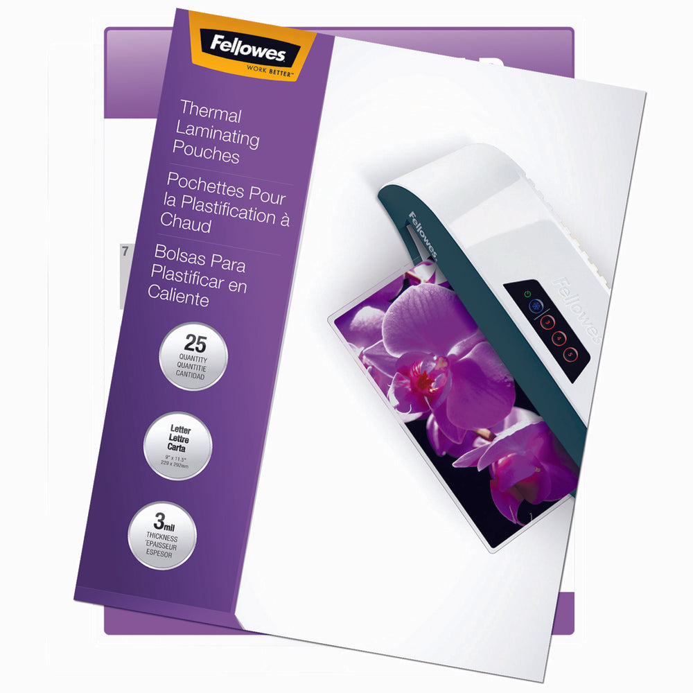 Fellowes Glossy Hot Laminating Pouches - Letter Size - 3 Mil - 25 Pack