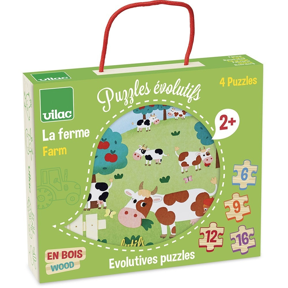 Coffret de puzzles de la ferme Vilac