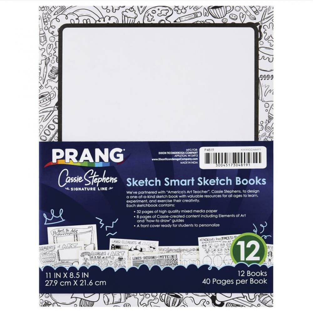 Prang Sketch Smart Sketch Book, White, 11" x 8.5", 40 Sheets