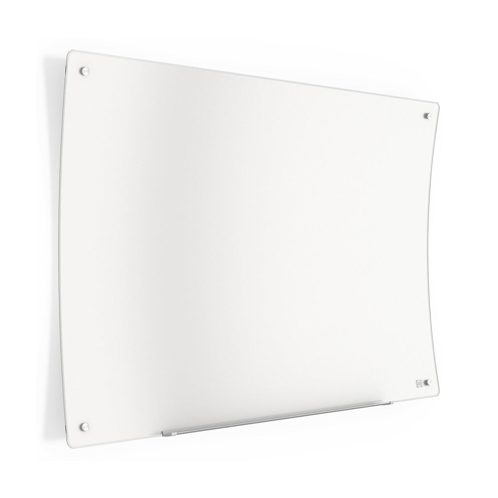 TRU RED Ergonomic Curved Magnetic Glass Dry-Erase Whiteboard - 4' x 3'