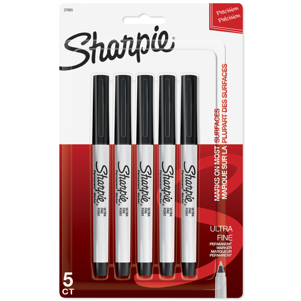 Marqueurs permanents Sharpie – Pointe ultra-fine – Noir – Lot de 5