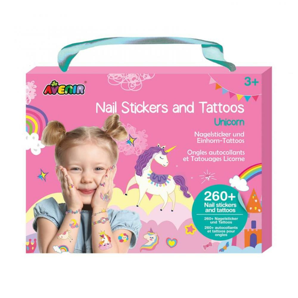 Autocollants et tatouages pour ongles Avenir - Licorne, 260/pqt.