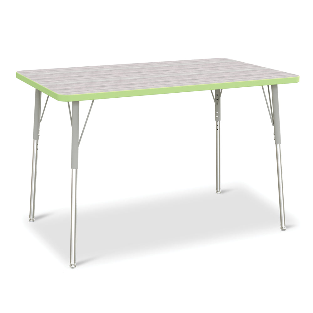 Table d'activités rectangulaire Jonti-Craft Berries - 30" x 48" - 24-31"H - Gris bois flotté/citron vert