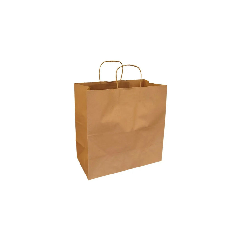 Eddie's Recycled Kraft Shopper Paper Bag - 13" W x 7" D x 13" H - Kraft - 250 Pack