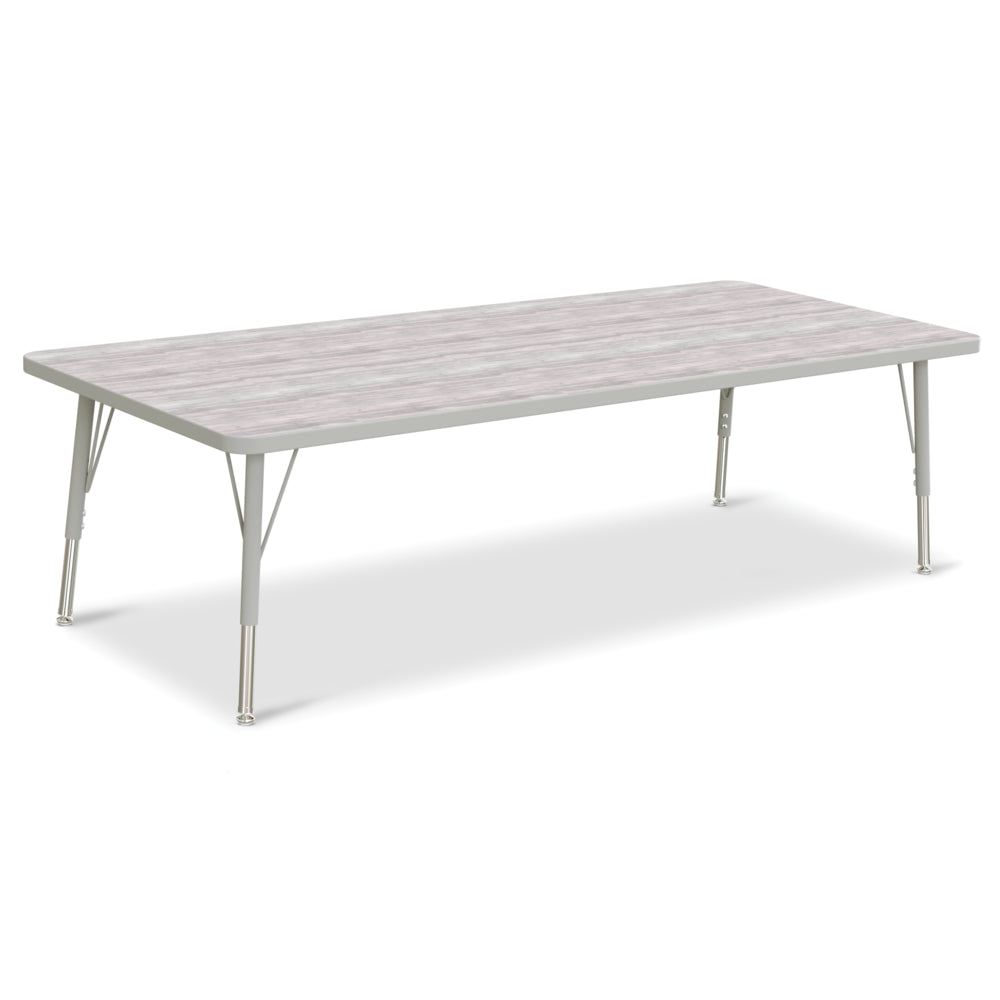 Table d'activités rectangulaire Jonti-Craft Berries - 30" x 72" - 15-24"H - Gris bois flotté/gris