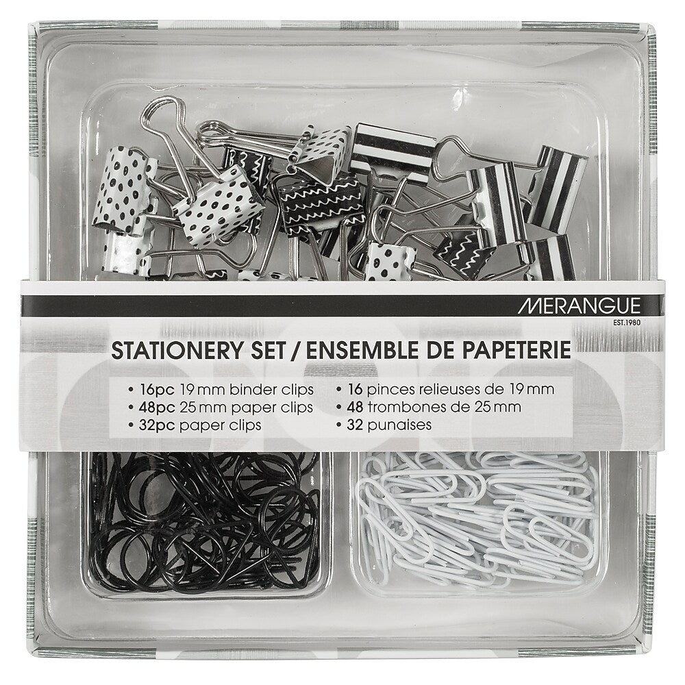 Ensemble de trombones et de pinces à reliure de 19 mm - Noir et blanc