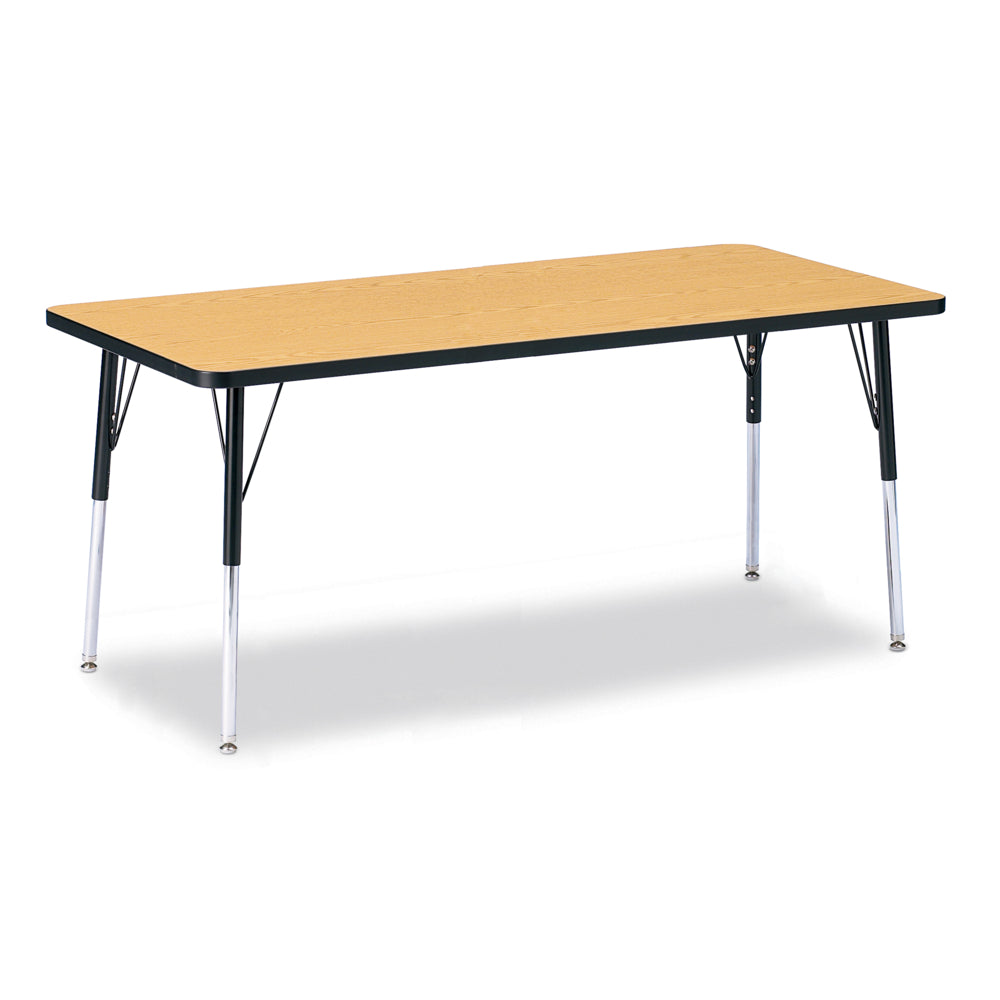 Jonti-Craft Berries Rectangle Activity Table - 30" x 72" - 24-31"H - Oak/Black