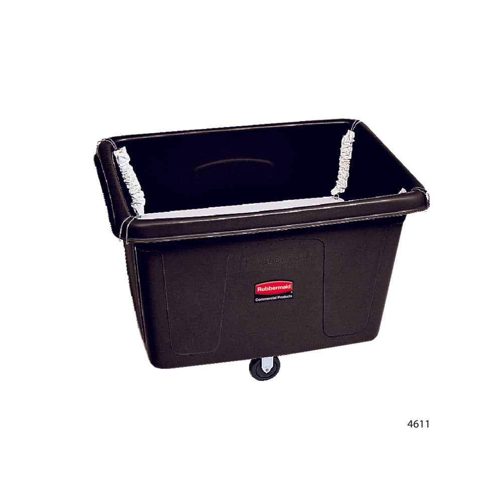 Chariot cube commercial Rubbermaid avec plateforme à ressorts - 14 pieds cubes - Noir