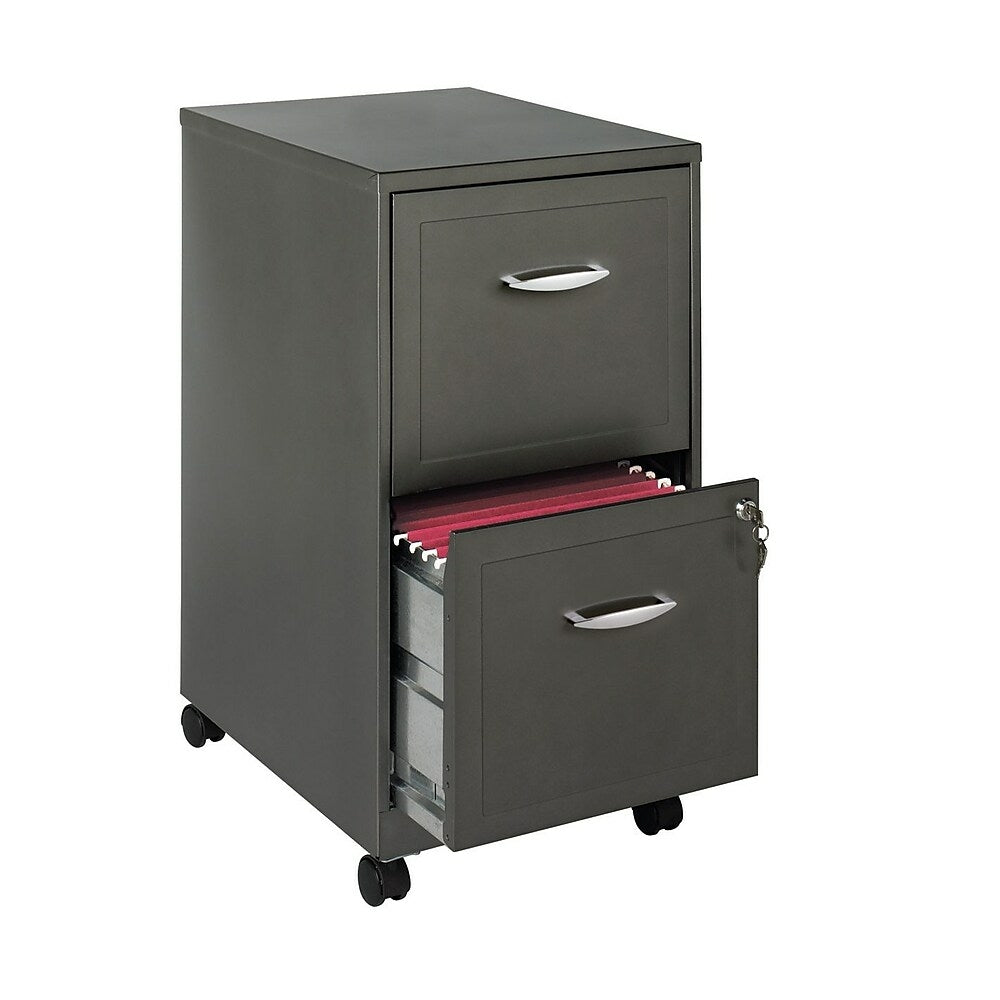 Classeur vertical Hirsh Industries Space Solutions de 45,7 cm de profondeur avec roulettes, 2 tiroirs, anthracite métallisé