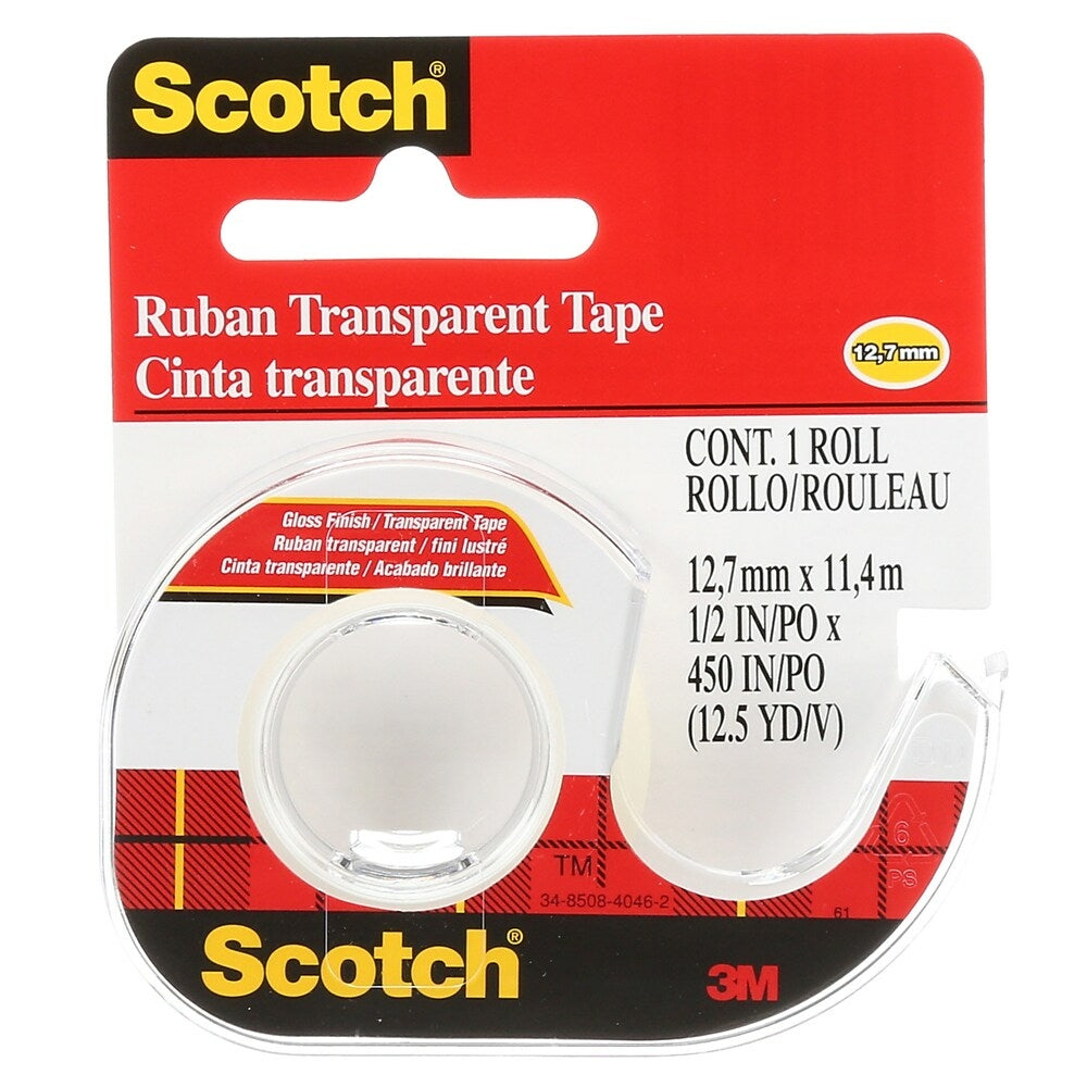 Scotch Transparent Tape, 144-ESF, 1/2" x 450" (12,7 mm x 11.4 m)