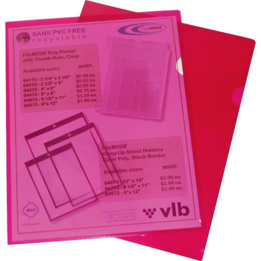 Pochettes de protection pour dossiers VLB Filemode - 28 x 21,5 cm - Rouge - Paquet de 10