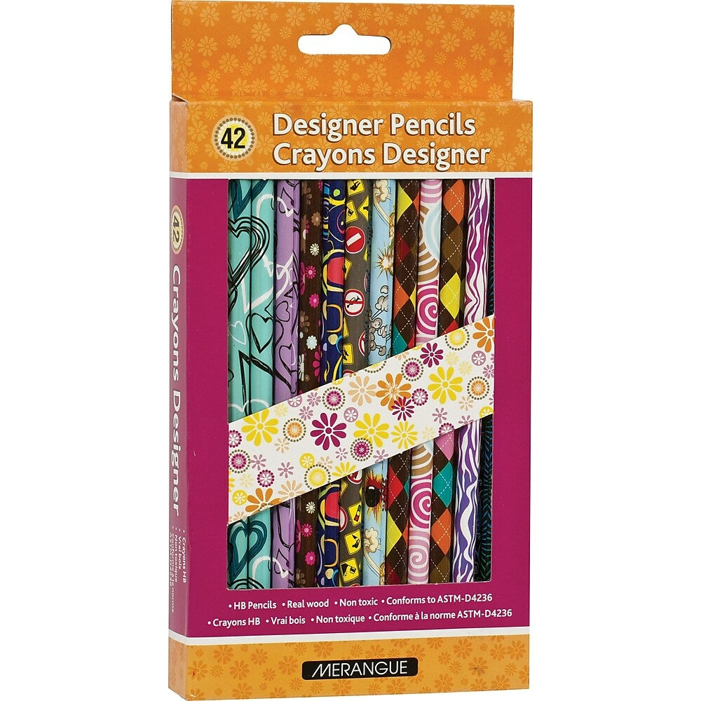 Merangue Assorted Designer HB Pencils - 42 Pack