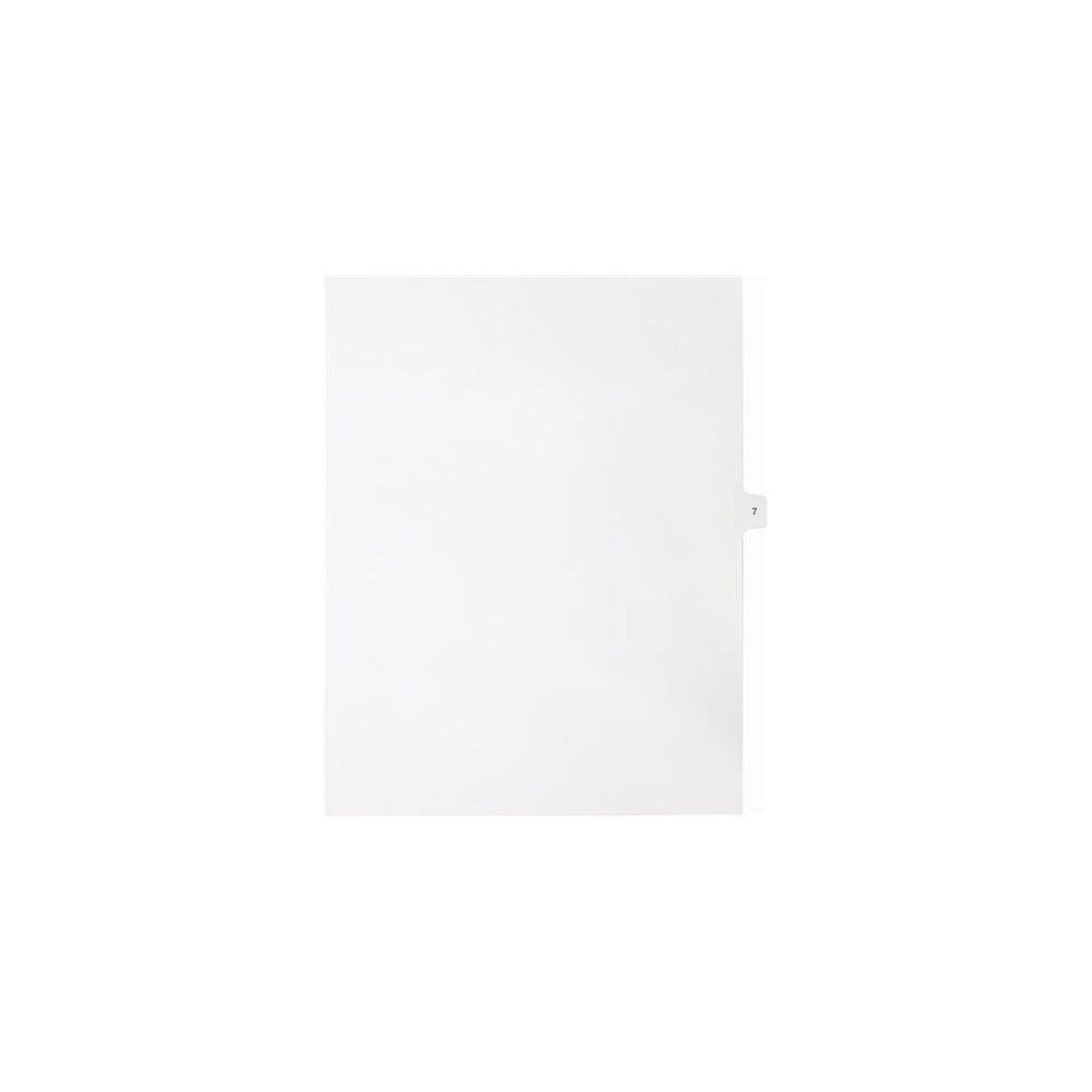 Sterling Numeric Singles Tabs, #7, White, Letter Size, 1/25th Cut, 25/pk