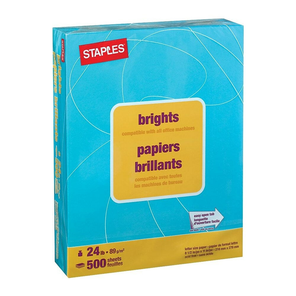 Papier photocopie couleur Staples Brights - Lettre - 8-1/2" x 11" - Bleu - 500 feuilles