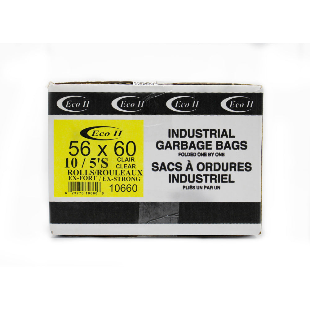 Eco II Industrial Garbage Bags - Extra Strong - 56" x 60" - Clear - 50 Pack