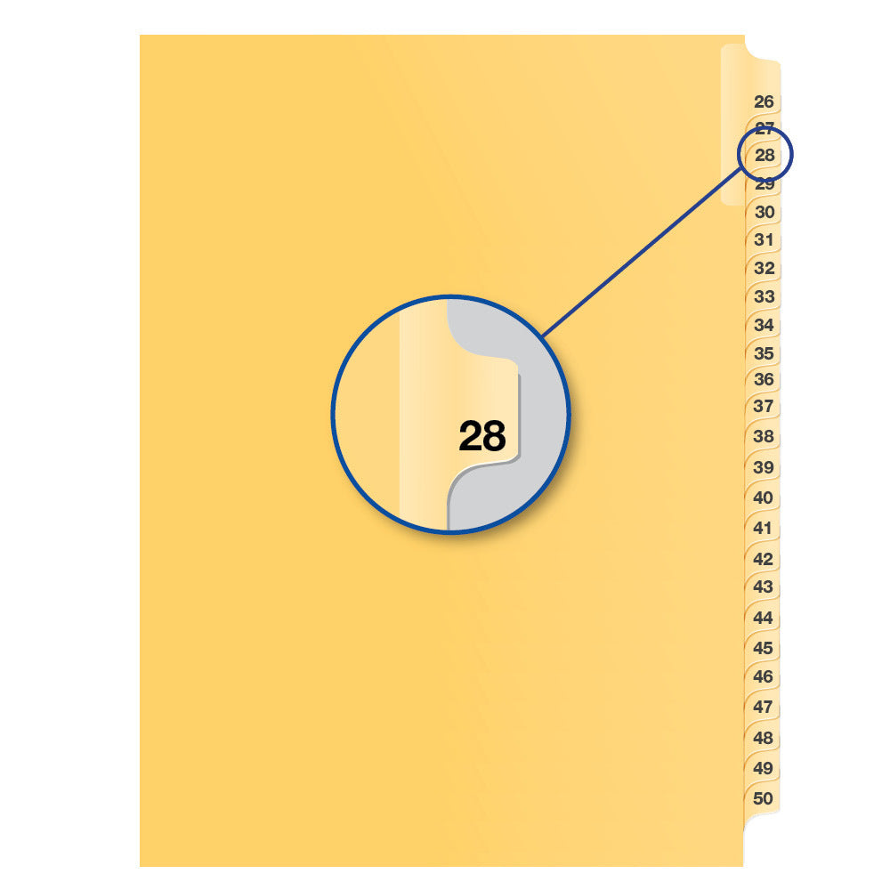 Legal Exhibit Dividers Buff #28 Letter Size, Pack of 25