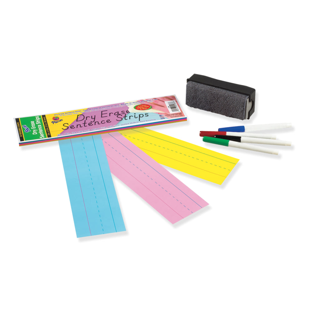 Pacon Dry-Erase Sentence Strips 3" x 12" Assorted