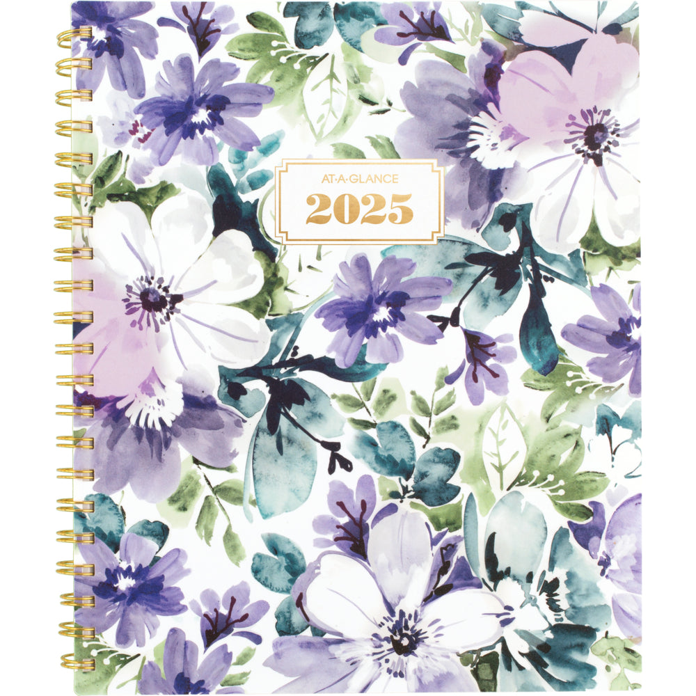 Agenda hebdomadaire/mensuel floral AT-A-GLANCE 2025 BADGE - 11" H x 8-1/2" L - Multicolore - Bilingue