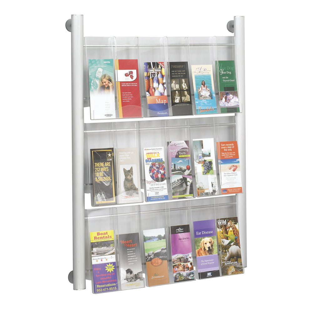 Safco Luxe 9 Pocket Magazine Wall Rack - Silver