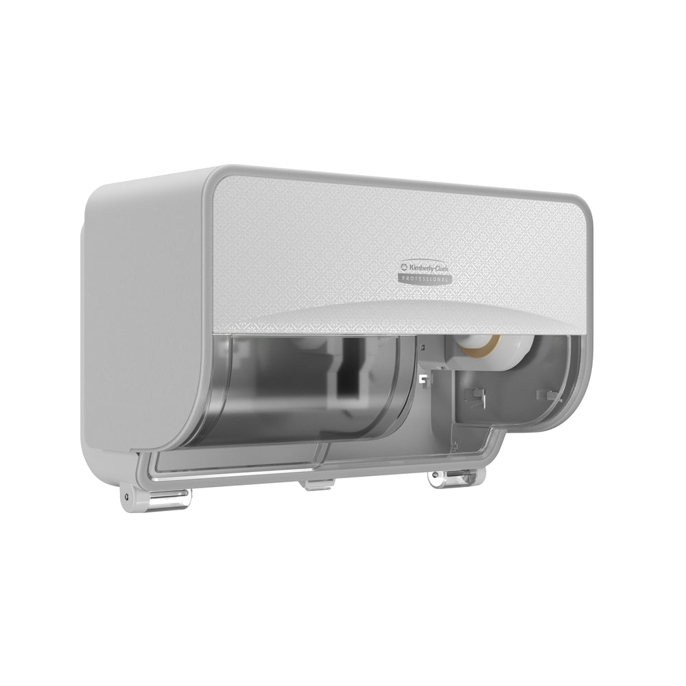 Kimberly-Clark Professional ICON Coreless Standard Roll Toilet Paper Dispenser 2 Roll Horizontal - White Mosaic Design Faceplate