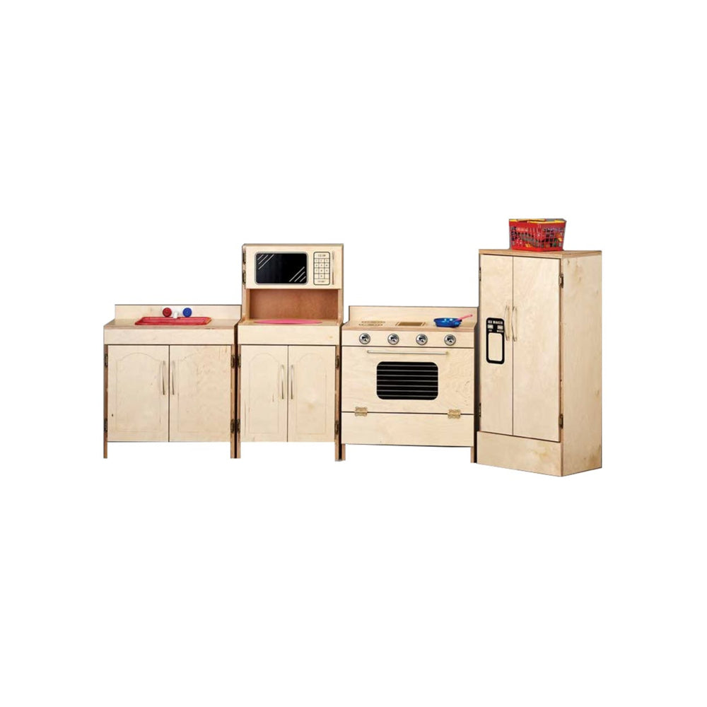 Jouets en bois de série - Ensemble de cuisine avec cuisinière et réfrigérateur