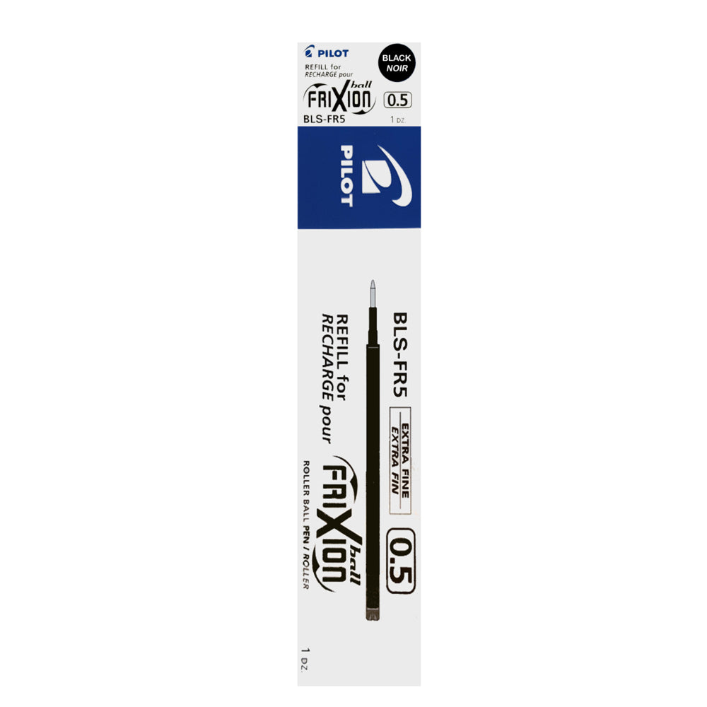 Pilot Frixion Erasable Gel Ink Pen Refill for Frixion Ball & Ball Clicker - Extra Fine Point - 0.5 mm - Black - 12 Pack