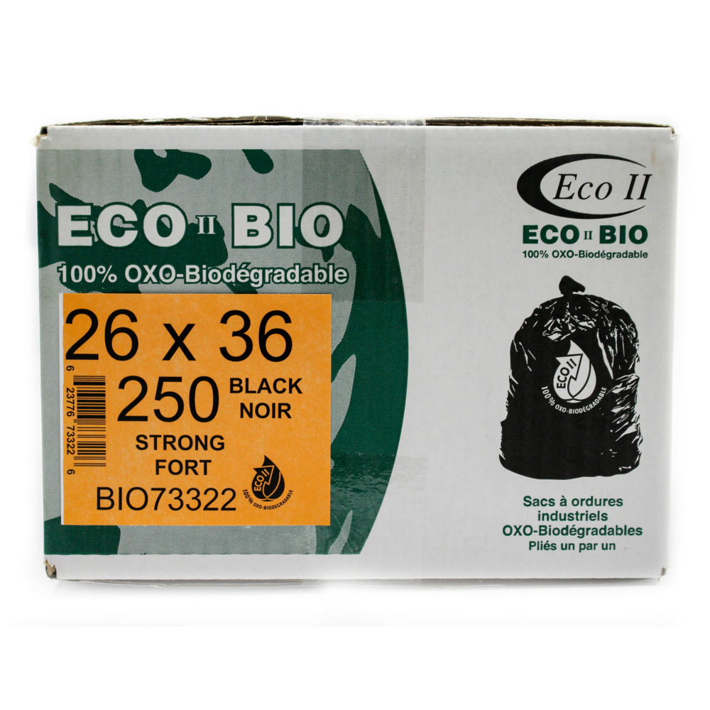 Sacs poubelles oxo-biodégradables Eco II - Résistants - 66 x 91 cm - Noirs - Paquet de 250