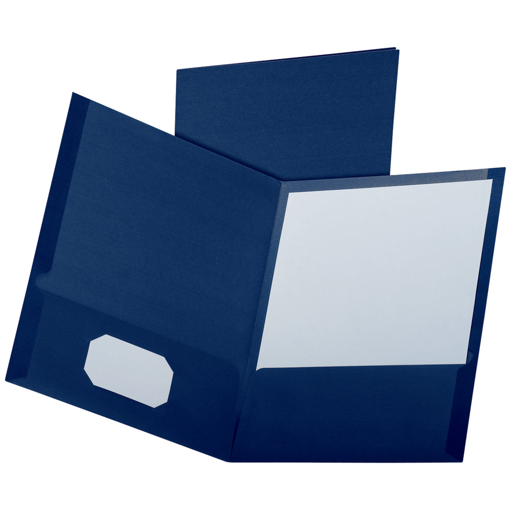 Oxford Linen Twin Pocket Folders - Letter Size - Navy - 25 Pack