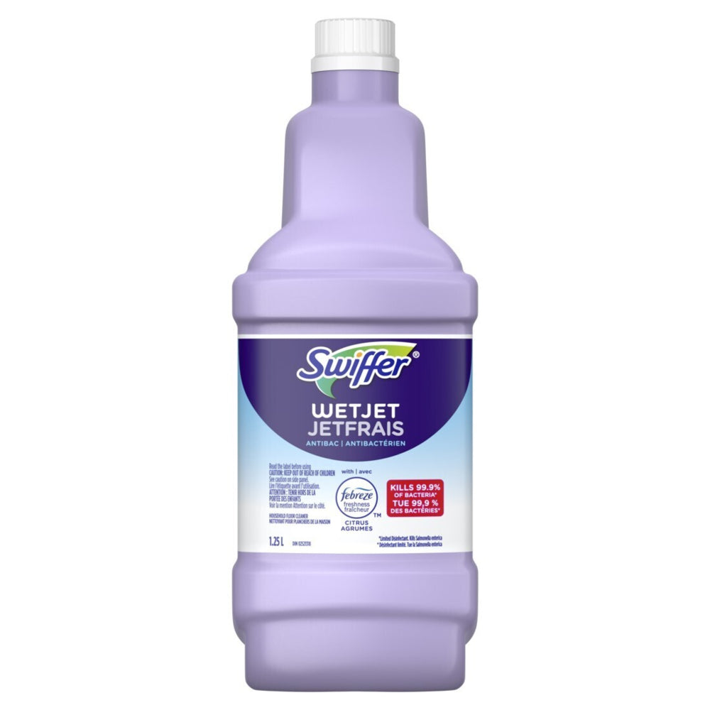 Recharge de solution nettoyante liquide multi-usages Swiffer WetJet pour sols et parquets durs - avec Febreze Sweet Citrus & Zest - 1,25 L
