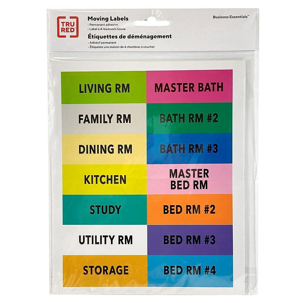Étiquettes mobiles TRU RED - 14 étiquettes/page - 10 pages - Anglais