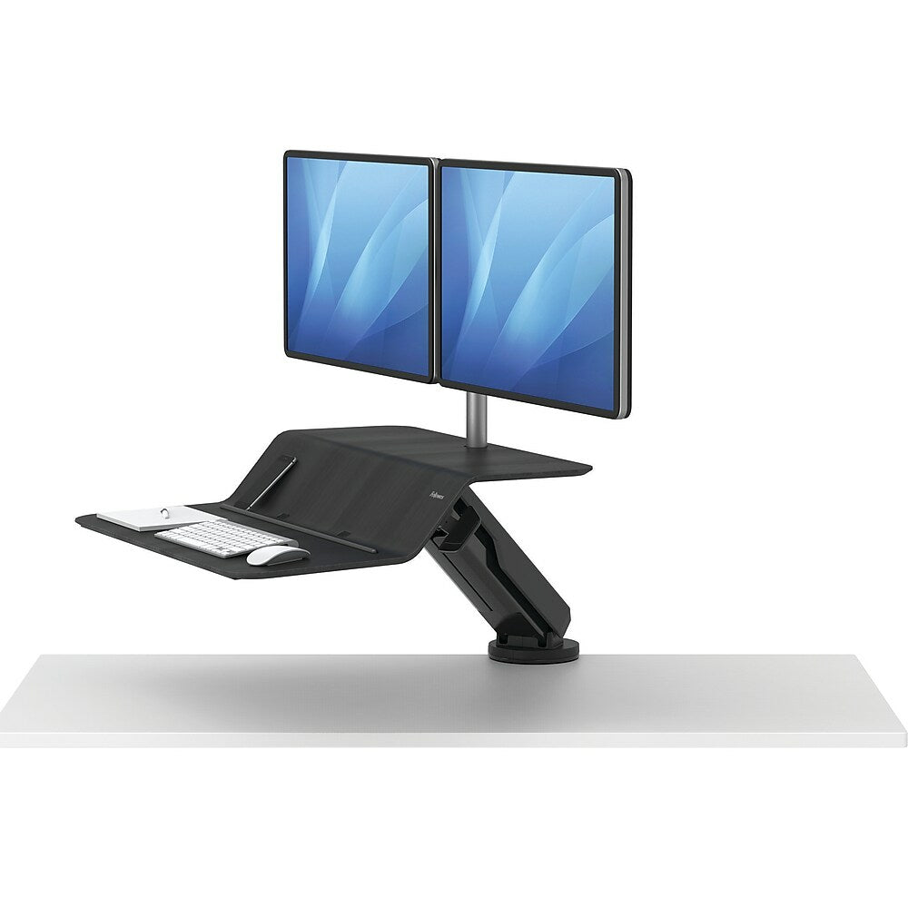 Fellowes Lotus RT 29"W Sit to Stand Desk - Dual Monitor - Black