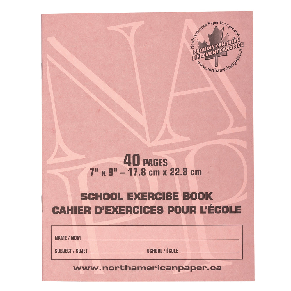Cahiers d'exercices North American Paper Inc. - 7" x 9" - 5/16" - 40 pages - Paquet de 25