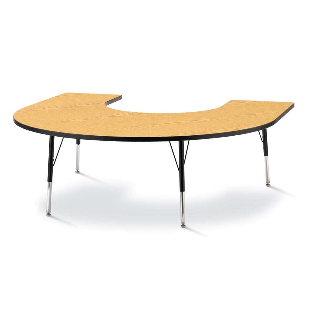 Table d'activités Jonti-Craft Berries en forme de fer à cheval - 66" x 60" - 24-31"H - Chêne/Noir