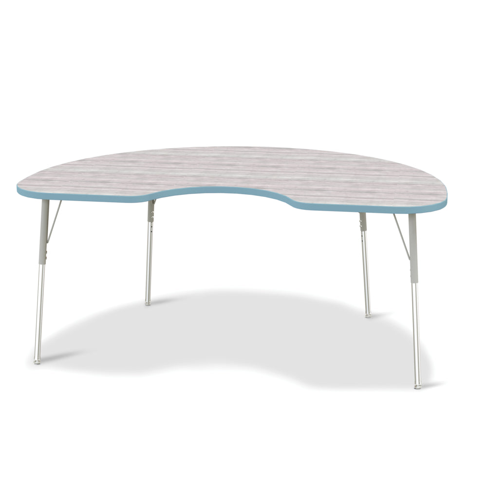 Jonti-Craft Berries Kidney Activity Table - 48" x 72" - 24-31"H - Driftwood Grey/Coastal Blue