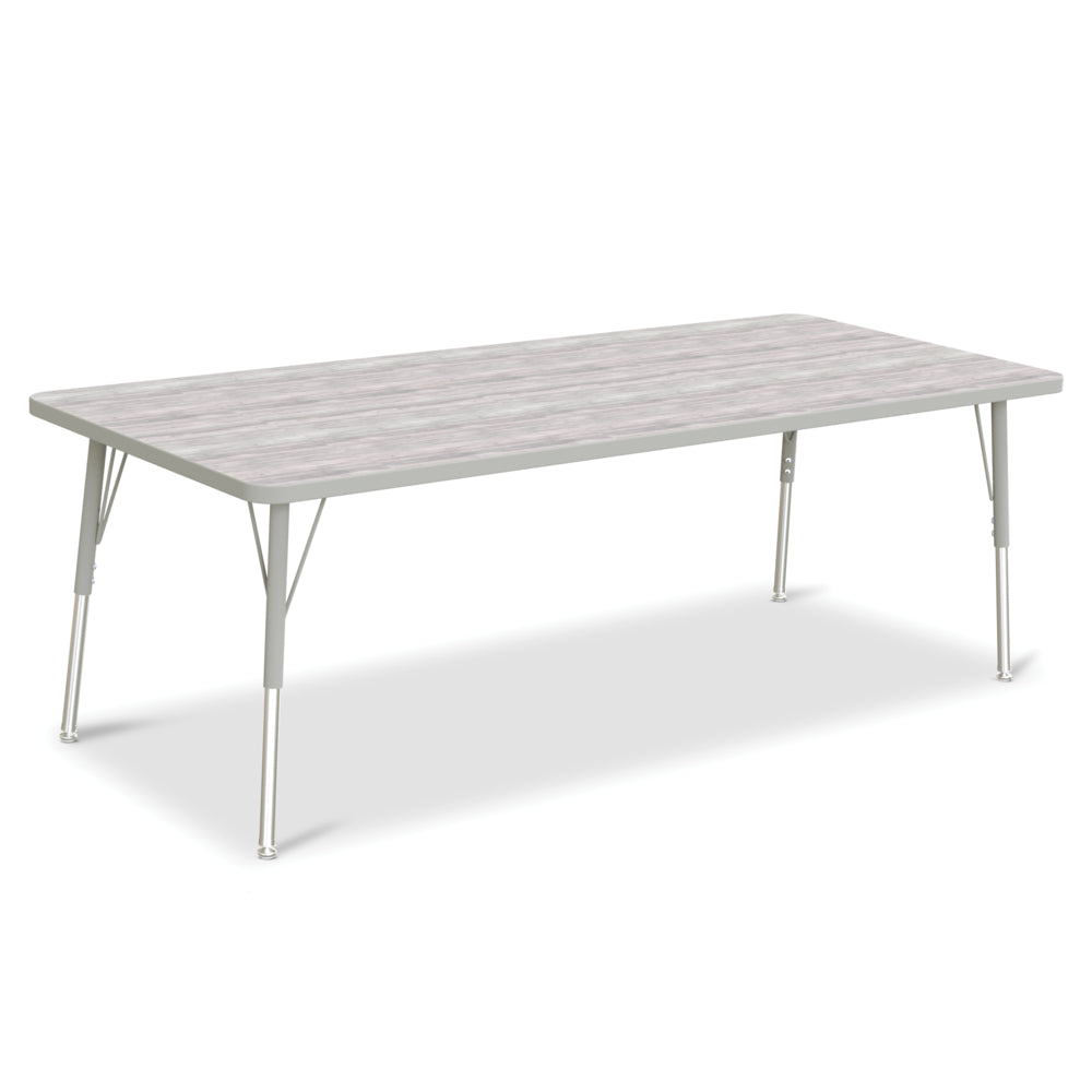 Table d'activités rectangulaire Jonti-Craft Berries - 30" x 72" - 24-31"H - Gris bois flotté/gris