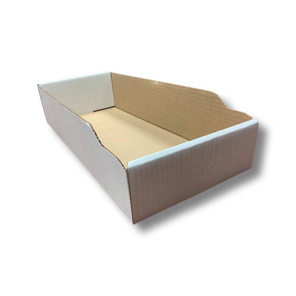 Abbey Industries Open Top Bin Boxes - White - 18" L x 8" W x 4" H - 50 Pack