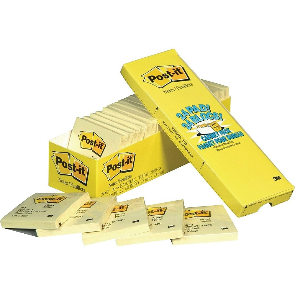 Lot de 24 autocollants Post-it, 7,6 x 7,6 cm, jaune canari