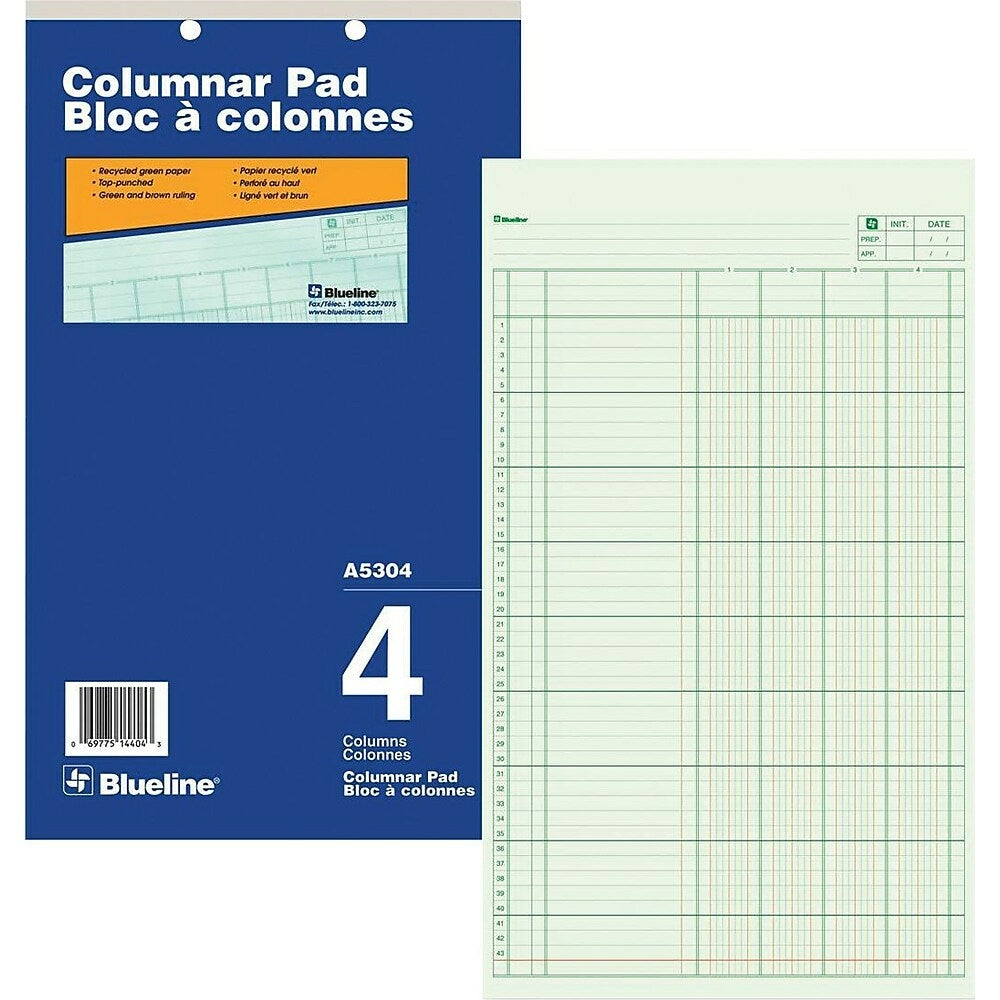 Blueline Columnar Pad, A5304, 4 Columns