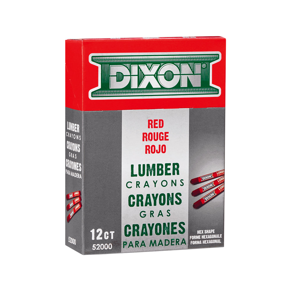 Crayons de bois industriels Dixon, hexagone, 4 1/2 x 1/2 po, rouge, paquet de 12