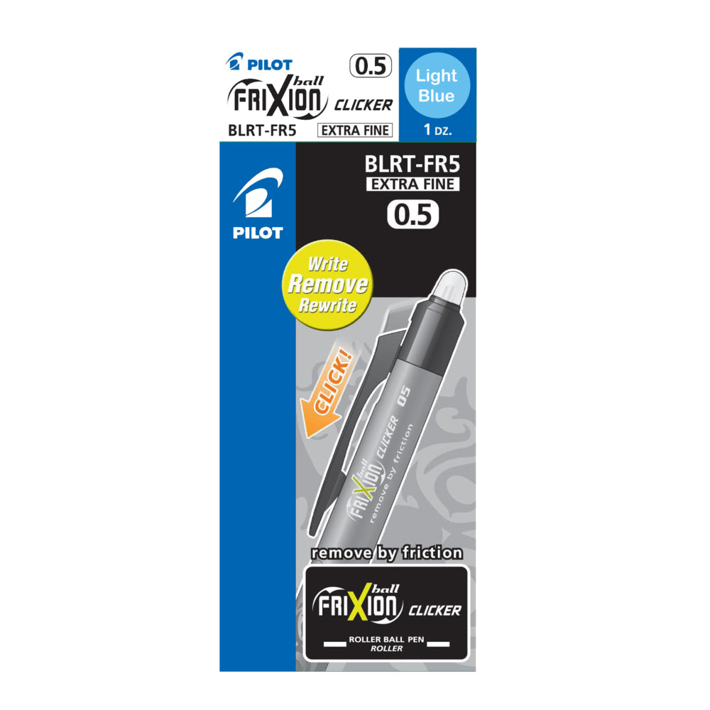 Stylo roller effaçable rétractable Pilot Frixion Ball Clicker - Pointe extra fine - 0,5 mm - Turquoise - Lot de 12