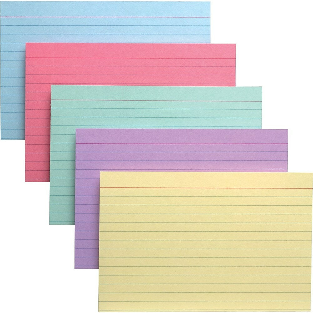 Oxford Ruled Index Cards, 4x6, Assorted, 100 Pack