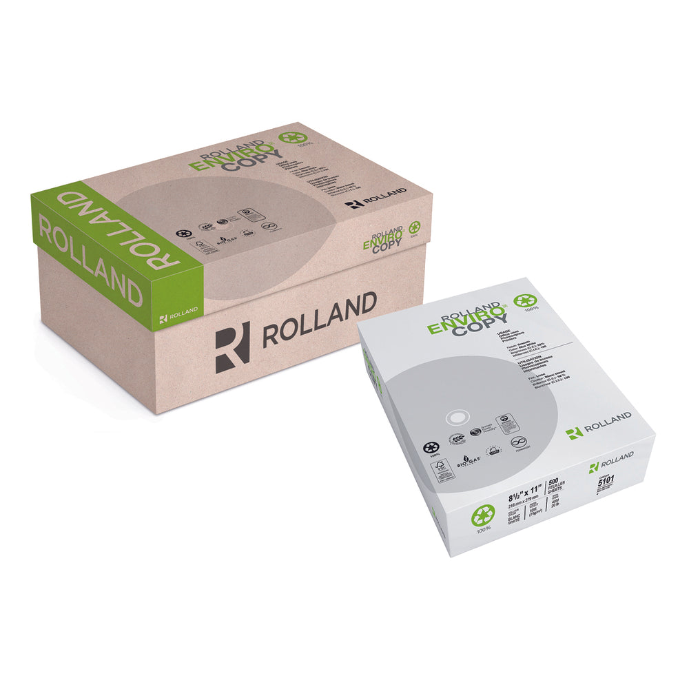 Rolland Enviro Copy Paper - 8.5" x 11" - 92 Bright - 20 lbs - 10 Reams/Case - 500 Sheets/Ream